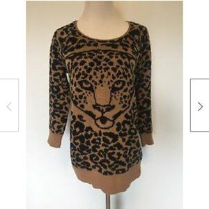 COTTON EMPORIUM Leopard Knit Cardigan Sweater S
